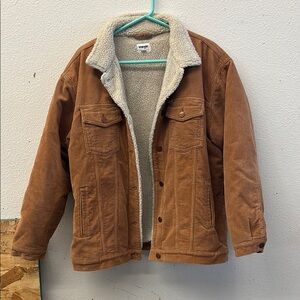 Wrangler Brown Lightweight Shirt Jacket with Sherpa Lining